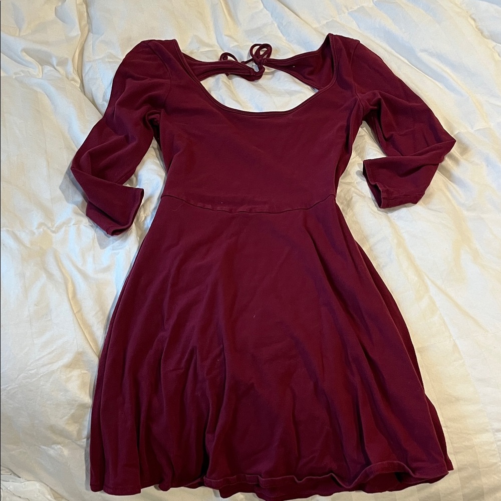 American Eagle Outfitters Maroon Long Sleeve Dress